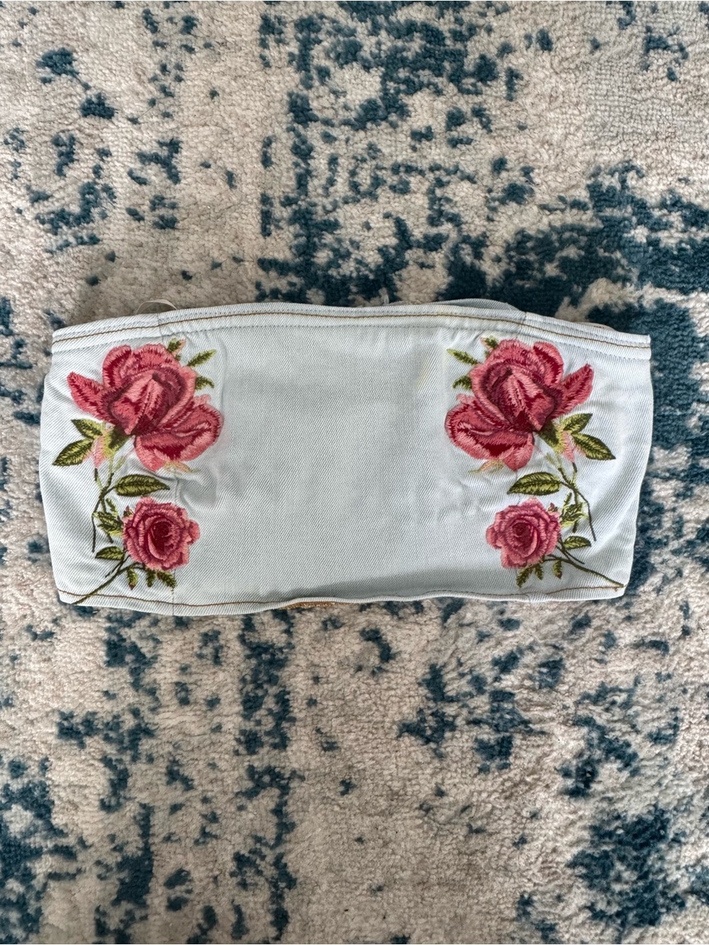 Jean Floral Embroidered Crop Top Size small